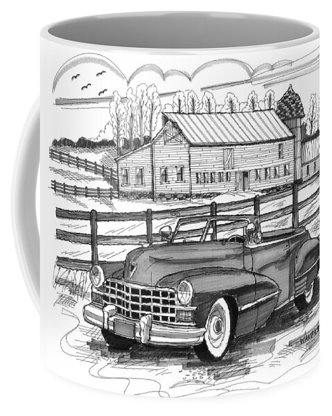 1947 Cadillac Model 52 Coffee Mug featuring the drawing 1947 Cadillac Model 52 by Richard Wambach