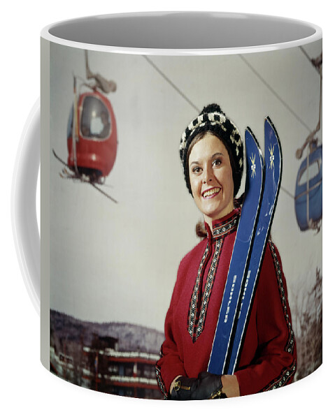 Photography Coffee Mug featuring the photograph 1950s Smiling Brunette Woman In Red Top by Vintage Images