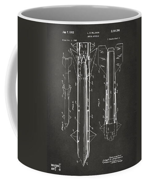 Aerial Missle Coffee Mug featuring the digital art 1953 Aerial Missile Patent Gray by Nikki Marie Smith