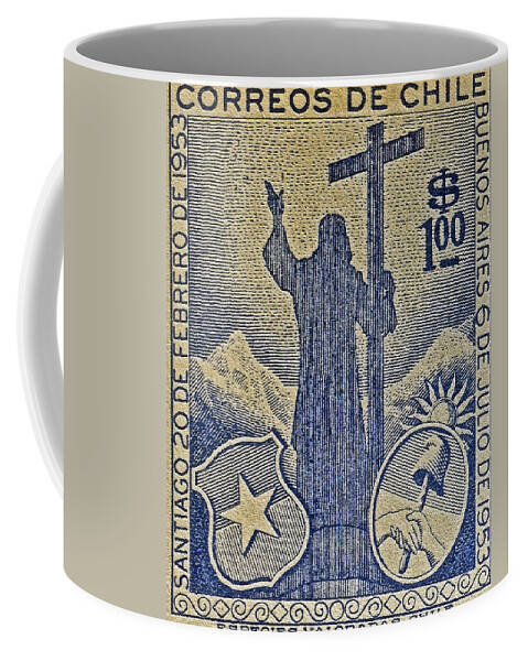 1953 Coffee Mug featuring the photograph 1953 Chile Stamp by Bill Owen