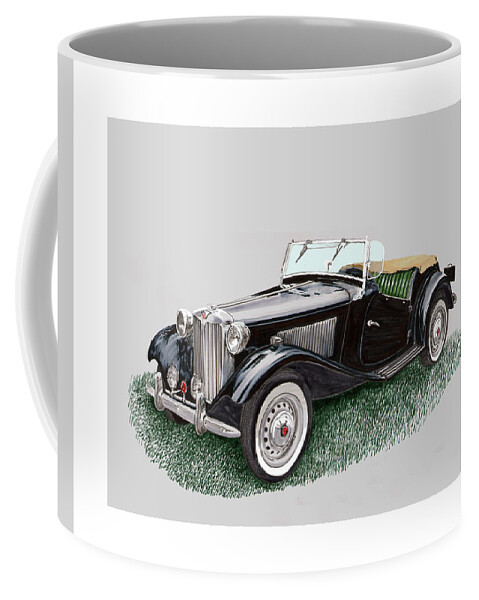 A Watercolor Painting Of A 1953 Mg Td Coffee Mug featuring the painting Mg T D 1953 by Jack Pumphrey