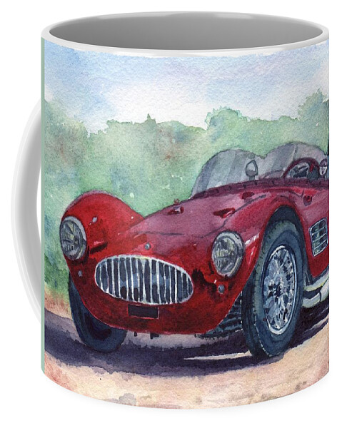 Car Coffee Mug featuring the painting 1954 Maserati A6 GSC Tipo MM by Anna Ruzsan