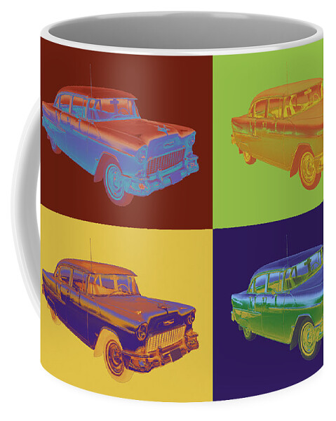 Car Coffee Mug featuring the photograph 1955 Chevrolet Bel Air Pop Art by Keith Webber Jr
