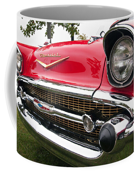 1957 Chevrolet Bel Air Coffee Mug featuring the photograph 1957 Chevy Bel Air Front End by Glenn Gordon