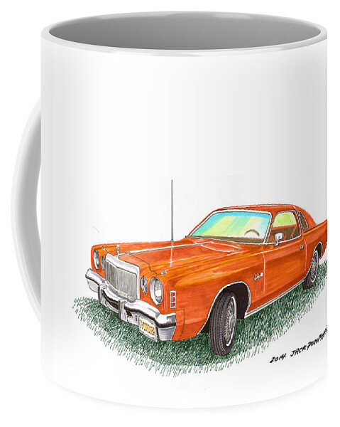 Watercolor Painting Of The 1976 Chrysler Cordoba By Jack Pumphrey Which Was An Intermediate Personal Luxury Coupe Sold By Chrysler Corporation In North America From 19751983 Coffee Mug featuring the painting 1976 Chrysler Cordoba by Jack Pumphrey