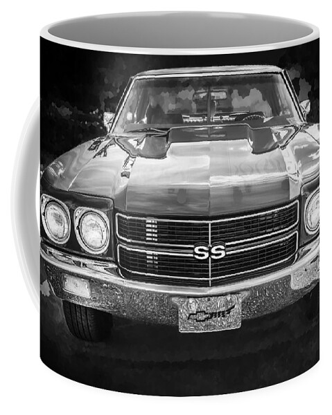 1970 Chevelle Coffee Mug featuring the photograph 1970 Chevy Chevelle 454 SS BW  #2 by Rich Franco