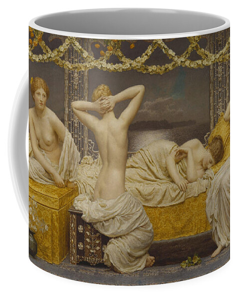 A Summer Night Coffee Mug featuring the painting A Summer Night #8 by Albert Joseph Moore