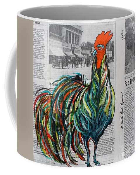 Rooster Coffee Mug featuring the painting A Well Read Rooster by Janice Pariza