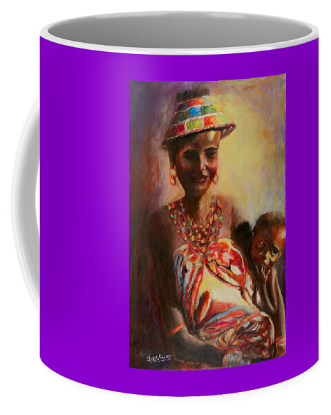 African Mother Coffee Mug featuring the painting African Mother and Child by Sher Nasser