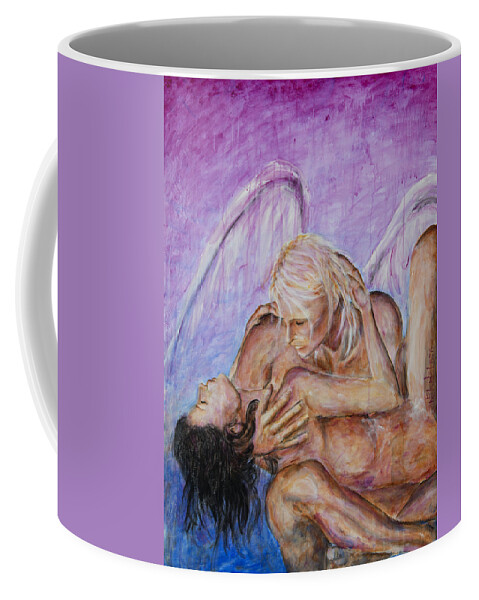 Angel Coffee Mug featuring the painting Angel In Love by Nik Helbig