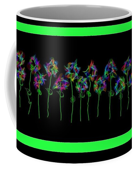 Art Coffee Mug featuring the painting Art Deco Rainbow Roses #3 by Bruce Nutting