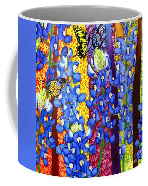 Bluebonnet Coffee Mug featuring the painting Bluebonnet Garden - In Bloom by Hailey E Herrera