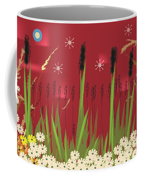 Cattails Coffee Mug featuring the digital art Cattails by Kim Prowse