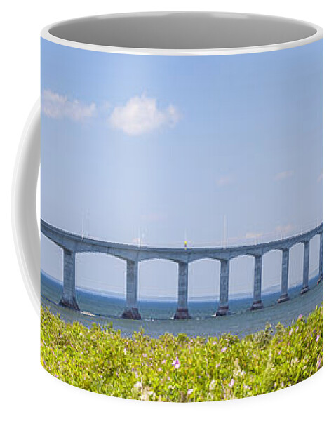 Bridge Coffee Mug featuring the photograph Confederation Bridge panorama 1 by Elena Elisseeva
