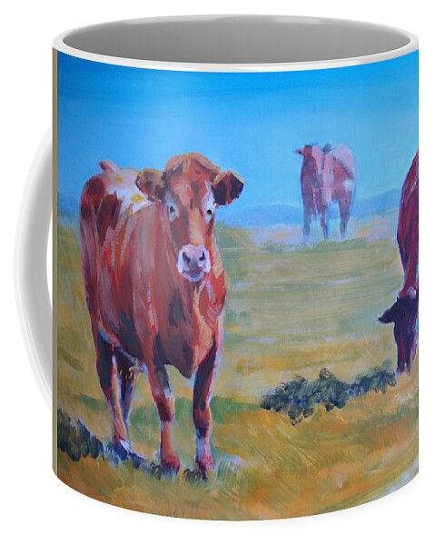 Ruby Red Cow Painting Coffee Mug featuring the painting Cows #5 by Mike Jory