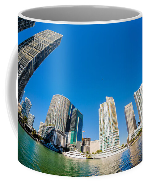 Architecture Coffee Mug featuring the photograph Downtown Miami Fisheye #2 by Raul Rodriguez