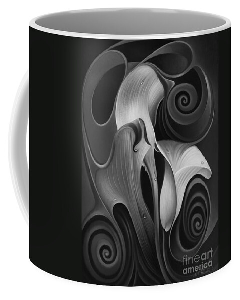 Calalily Coffee Mug featuring the painting Dynamic Floral 4 Cala Lilies by Ricardo Chavez-Mendez