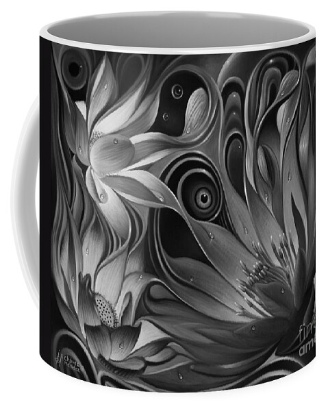 Lotus Coffee Mug featuring the painting Dynamic Floral Fantasy by Ricardo Chavez-Mendez