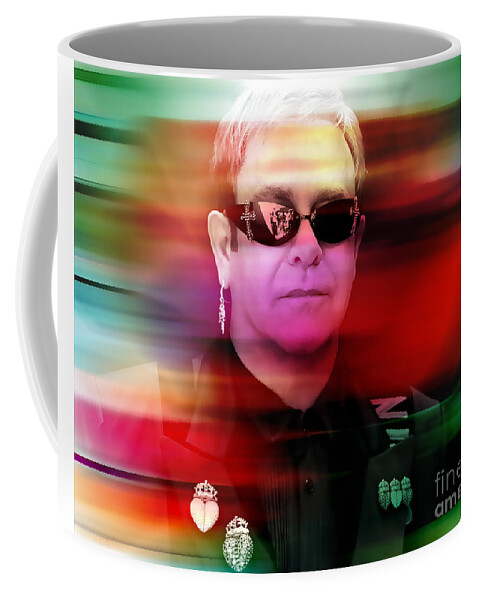 Elton John Photographs Coffee Mug featuring the mixed media Elton John #3 by Marvin Blaine