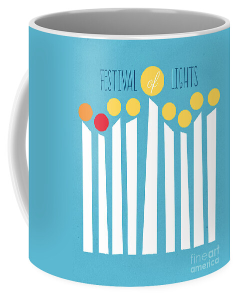 Menorah Coffee Mug featuring the mixed media Festival Of Lights by Linda Woods