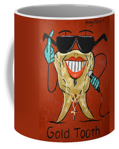 Gold Tooth Coffee Mug featuring the painting Gold Tooth #2 by Anthony Falbo