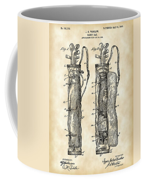Golf Coffee Mug featuring the digital art Golf Bag Patent 1905 - Vintage by Stephen Younts