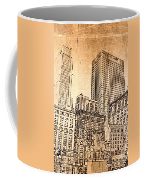 Michigan Avenue Chicago Coffee Mug featuring the digital art Grant Park Chicago by Dejan Jovanovic