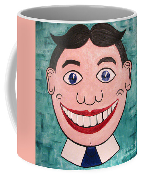 Tillie Coffee Mug featuring the painting Happy Tillie by Patricia Arroyo