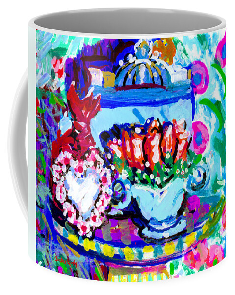 Heart Coffee Mug featuring the painting Heart Roses and Tiara #2 by Candace Lovely