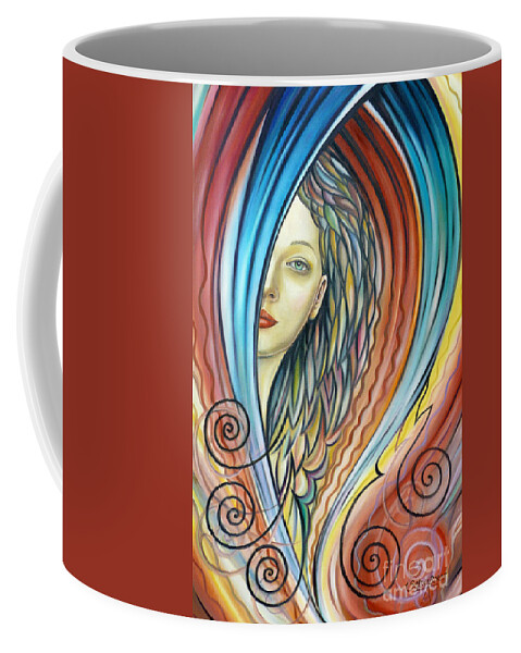 Woman Coffee Mug featuring the painting Illusive Water Nymph 240908 by Selena Boron