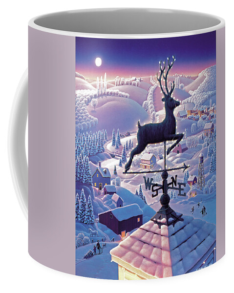 Lands End Winter Coffee Mug featuring the painting Lands End Weathervane by Robin Moline
