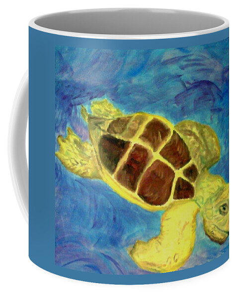 Loggerhead Turtle Coffee Mug featuring the painting Loggerhead Freed by Suzanne Berthier