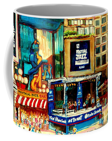 Montreal International Jazz Festival Coffee Mug featuring the painting Montreal International Jazz Festival #1 by Carole Spandau