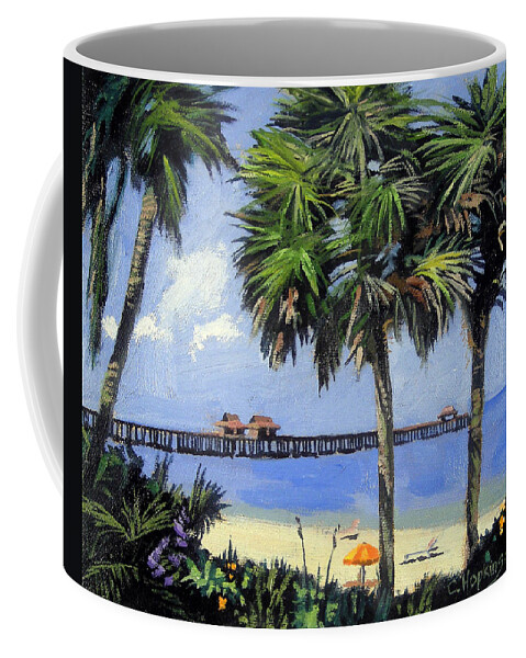 #faatoppicks Coffee Mug featuring the painting Naples Pier Naples Florida #2 by Christine Hopkins