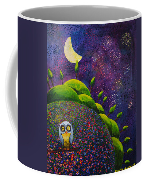Night Owl Coffee Mug featuring the painting Night Owl by Mindy Huntress
