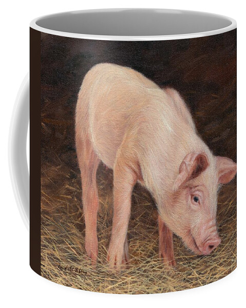 Pig Coffee Mug featuring the painting Pig #3 by David Stribbling