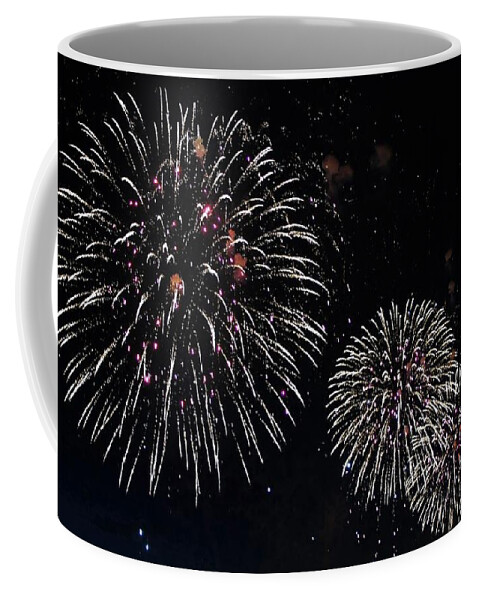 Pink Coffee Mug featuring the photograph Pink Fireworks #2 by Lilliana Mendez