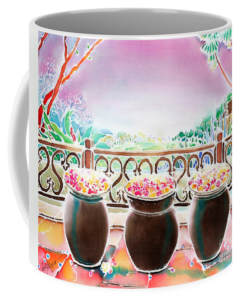 Silk Coffee Mug featuring the painting Prelude to the night by Hisayo OHTA