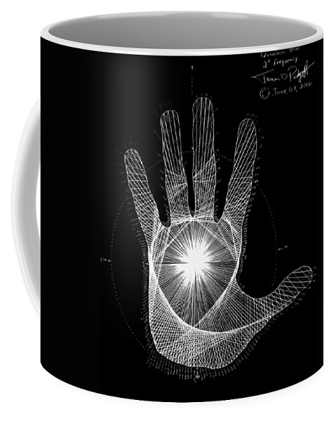 Hand Coffee Mug featuring the drawing Quantum Hand through my eyes by Jason Padgett