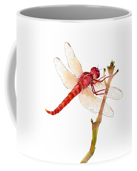 Red Coffee Mug featuring the painting Red Dragonfly #1 by Amy Kirkpatrick