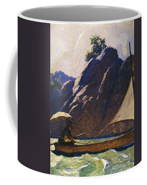 1920 Coffee Mug featuring the drawing Robinson Crusoe, 1920 by N C Wyeth