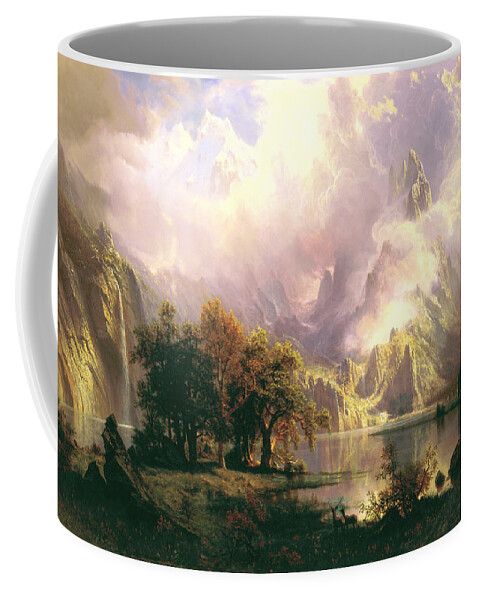 Albert Bierstadt Coffee Mug featuring the digital art Rocky Mountain Landscape #17 by Albert Bierstadt