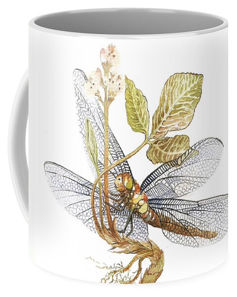 Dragonfly Coffee Mug featuring the painting Sheer Wings / sold #2 by Barbara Anna Cichocka