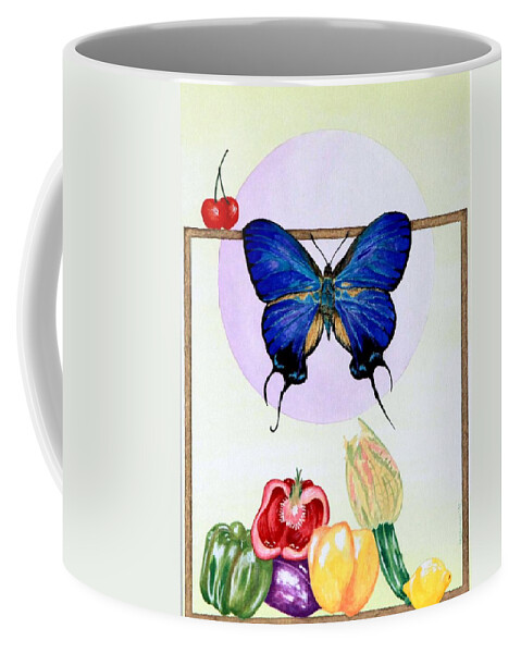 Still Life With Moth Coffee Mug featuring the painting Still Life with Moth #2 by Thomas Gronowski