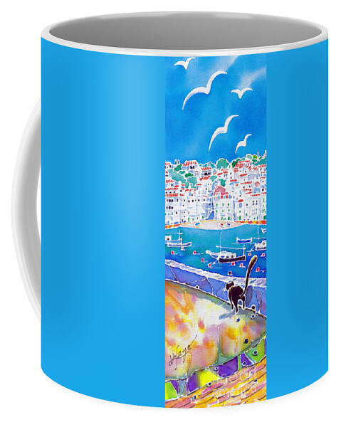 Spain Coffee Mug featuring the painting Sunset in Costa Brava #2 by Hisayo OHTA
