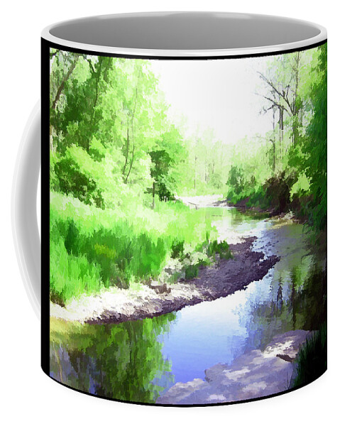 Shawn Coffee Mug featuring the mixed media The Babbling Stream #1 by Shawn Dall