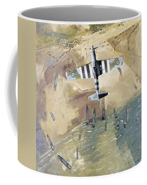 1945 Coffee Mug featuring the painting World War II - Normandy by Eric Aldwinkle