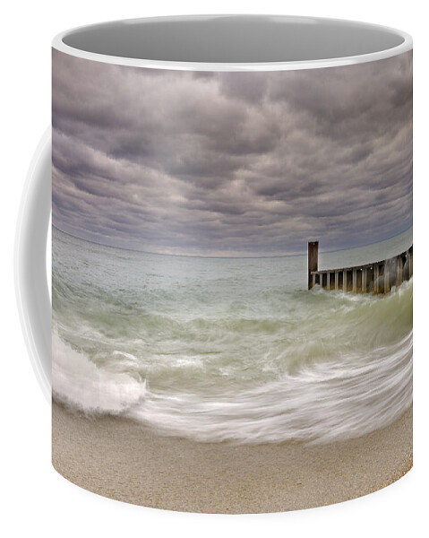 Lake Michigan Coffee Mug featuring the photograph Breakwater #20 by Peter Lakomy