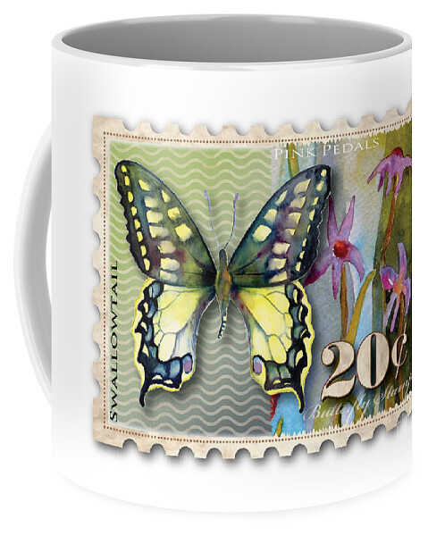 Butterfly Coffee Mug featuring the painting 20 Cent Butterfly Stamp by Amy Kirkpatrick