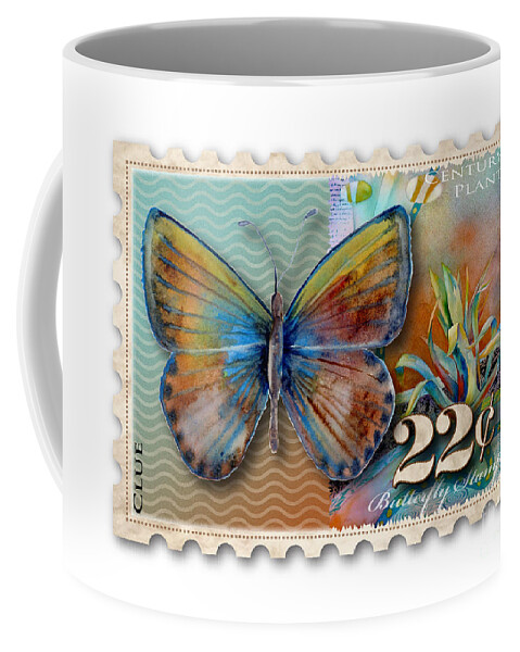 Butterfly Coffee Mug featuring the painting 22 Cent Butterfly Stamp by Amy Kirkpatrick